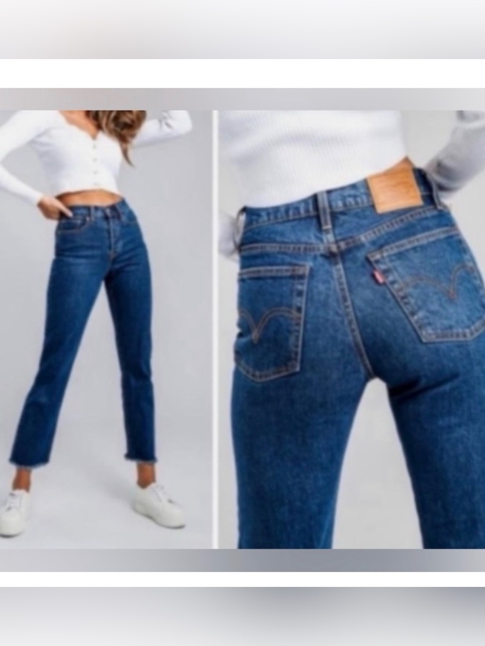 Levi’s Wedgie Straight Leg  Frayed Hem Jeans Premium Quality Medium Wash Size 32